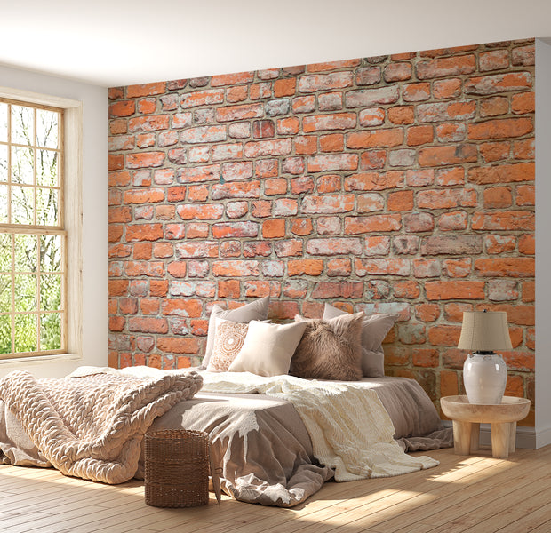 Surface Texture Wallpaper Wall Mural - Red Brick Loft Wall 39"Wx27"H / Standard