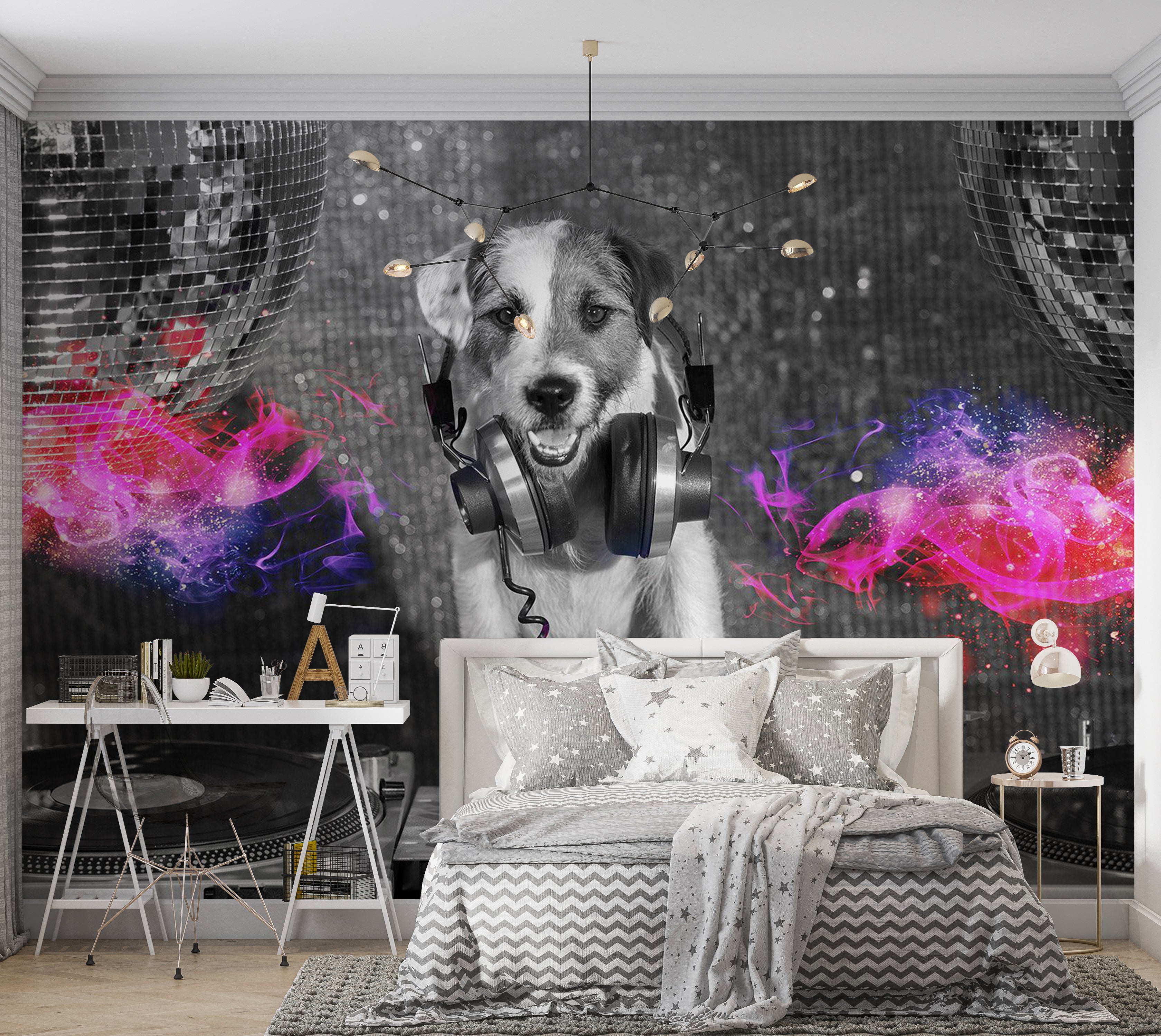 Animal Wallpaper Wall Mural - DJ Dog 39"Wx27"H / Standard