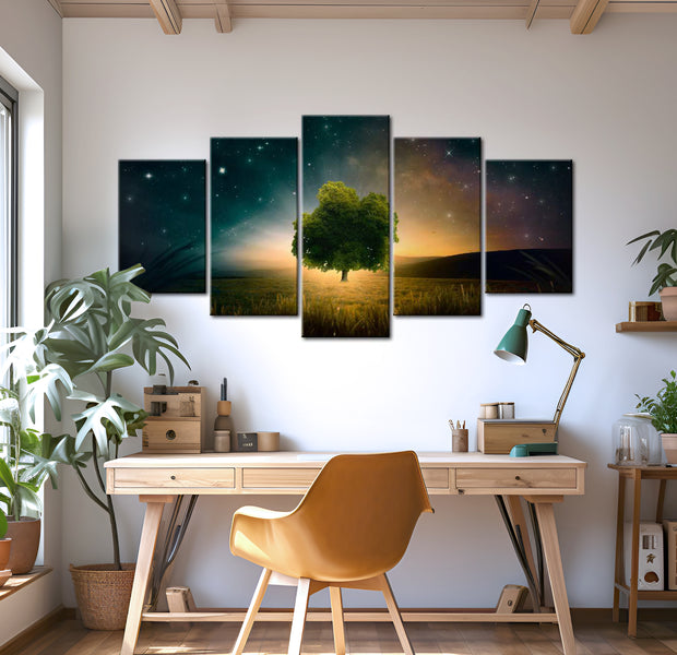 Stretched Canvas Landscape Art - Valley Of Stars 40"Wx20"H