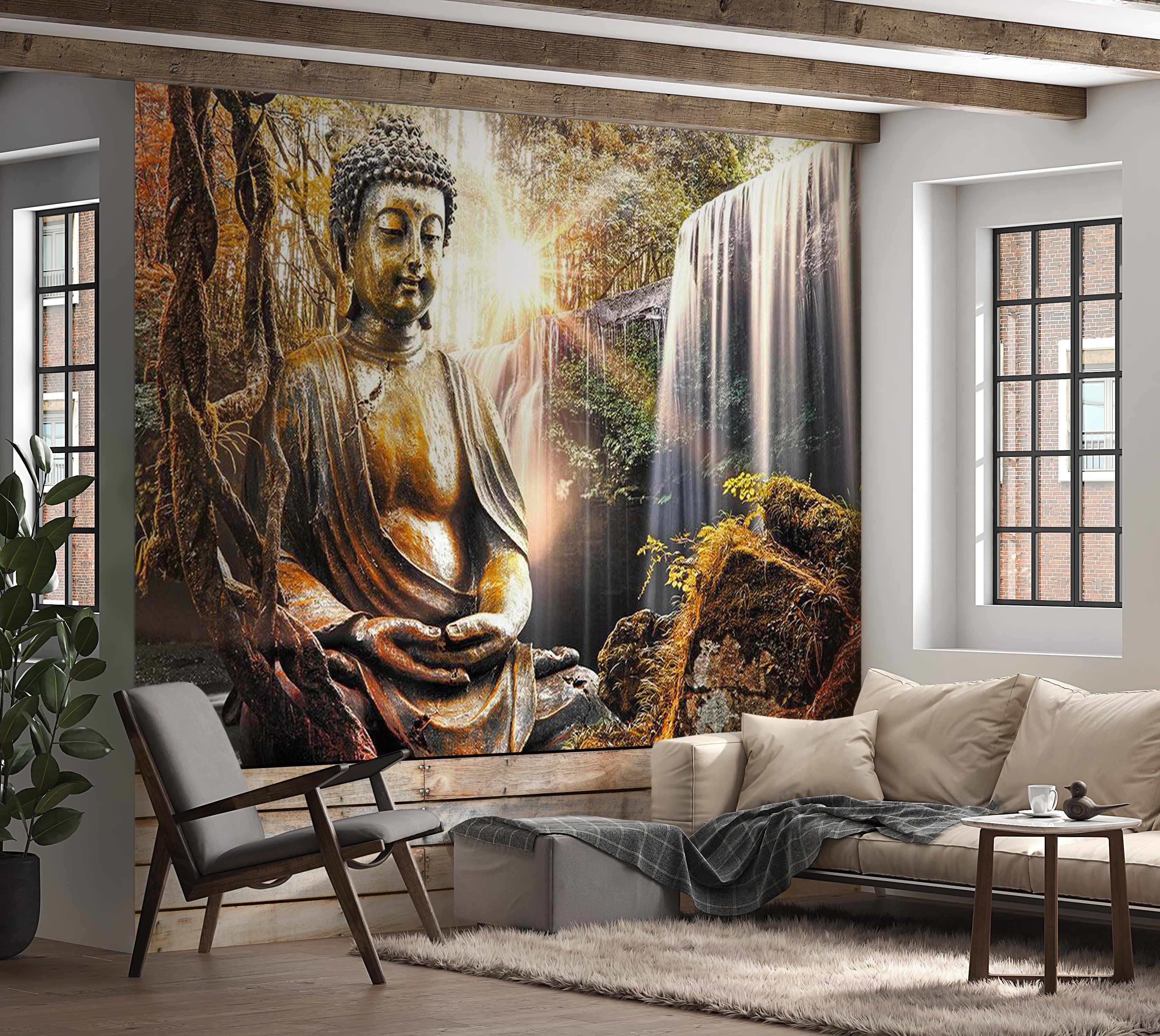 Zen Wallpaper Wall Mural - Waterfall Buddha Mix