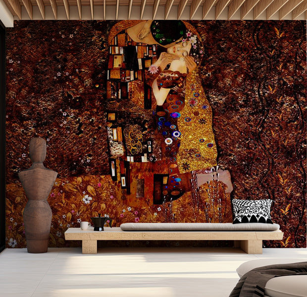 Abstract Wallpaper Wall Mural - Klimt Inspiration Image Of Love 02 59"Wx41"H