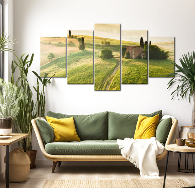 Stretched Canvas Landscape Art - Green Tuscany 40"Wx20"H