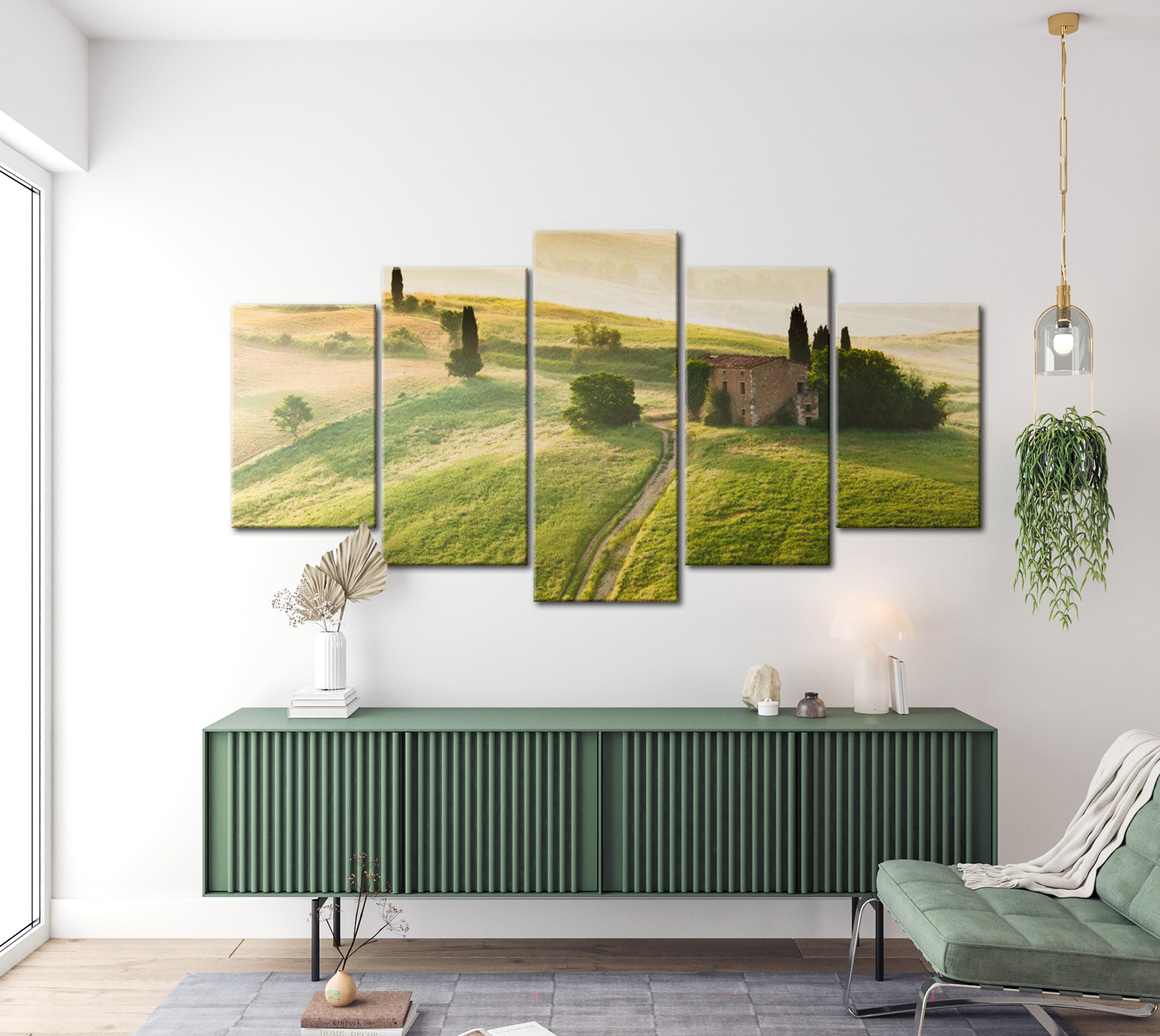 Stretched Canvas Landscape Art - Green Tuscany 40"Wx20"H