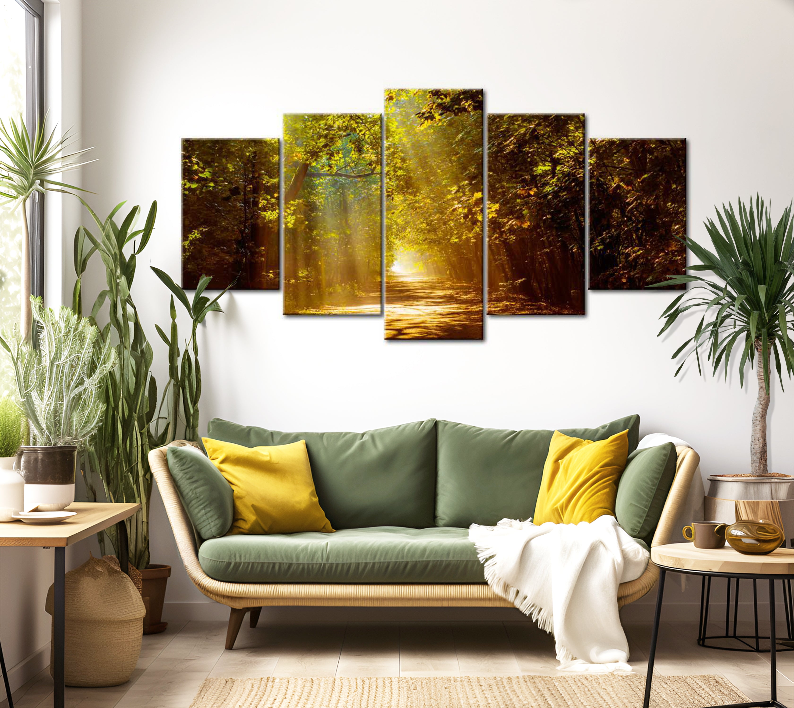 Stretched Canvas Landscape Art - Forest In The Sunlight 40"Wx20"H