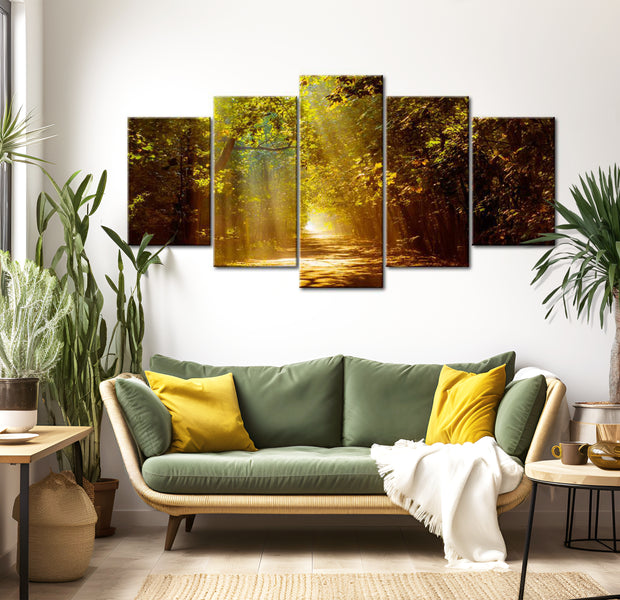 Stretched Canvas Landscape Art - Forest In The Sunlight 40"Wx20"H