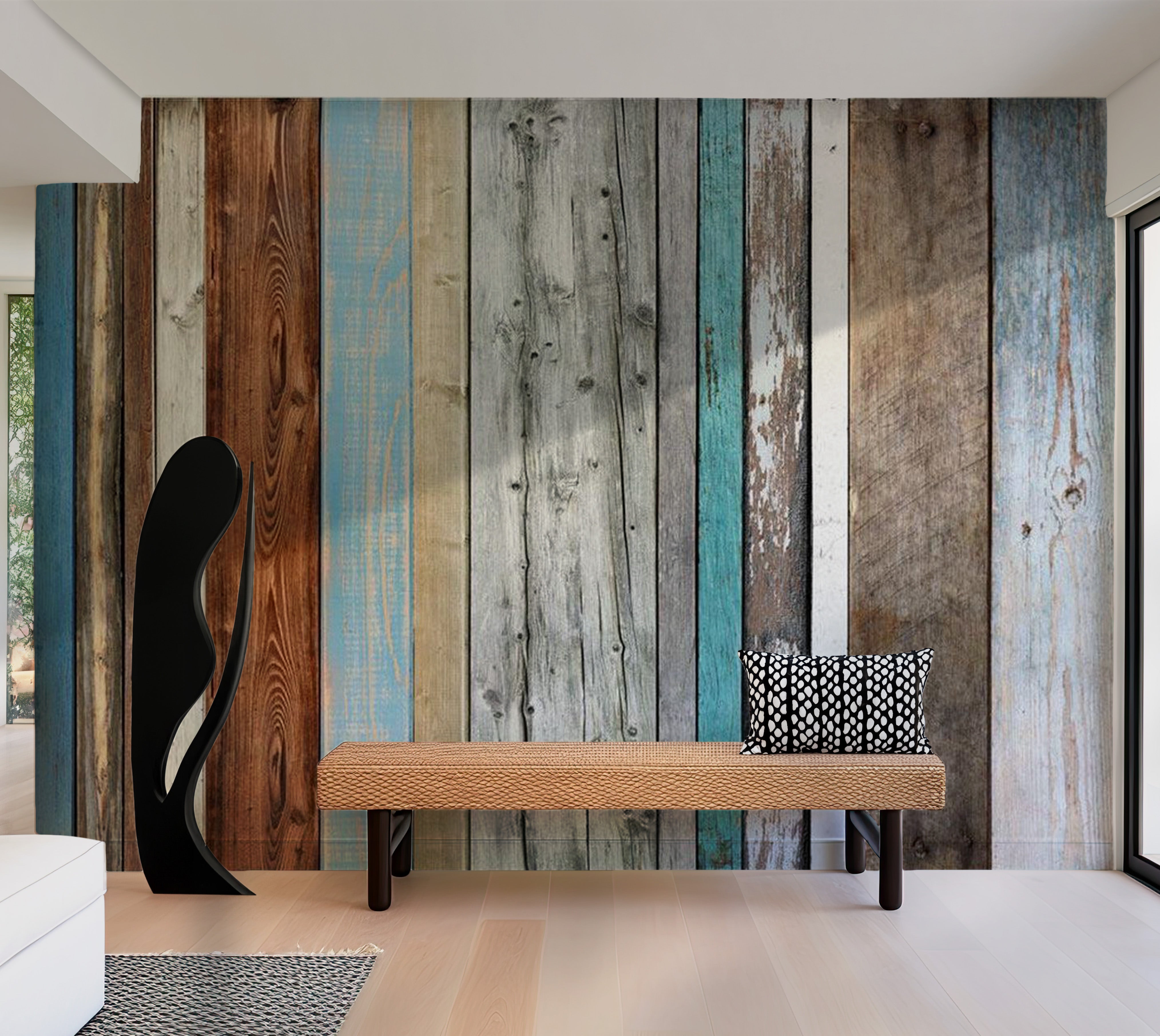 Background & Patterns Wallpaper Wall Mural - Mixed Distressed Wood 39"Wx27"H