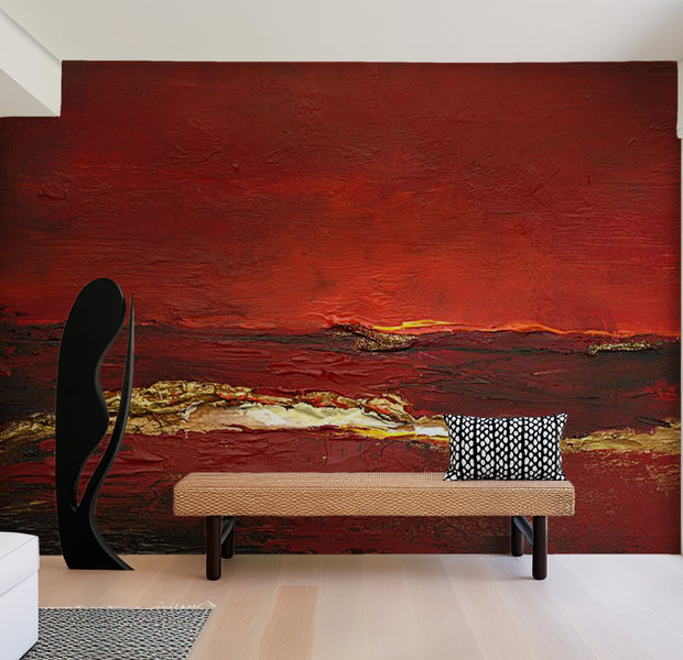 Abstract Wallpaper Wall Mural - Gold Wave 118"Wx90"H