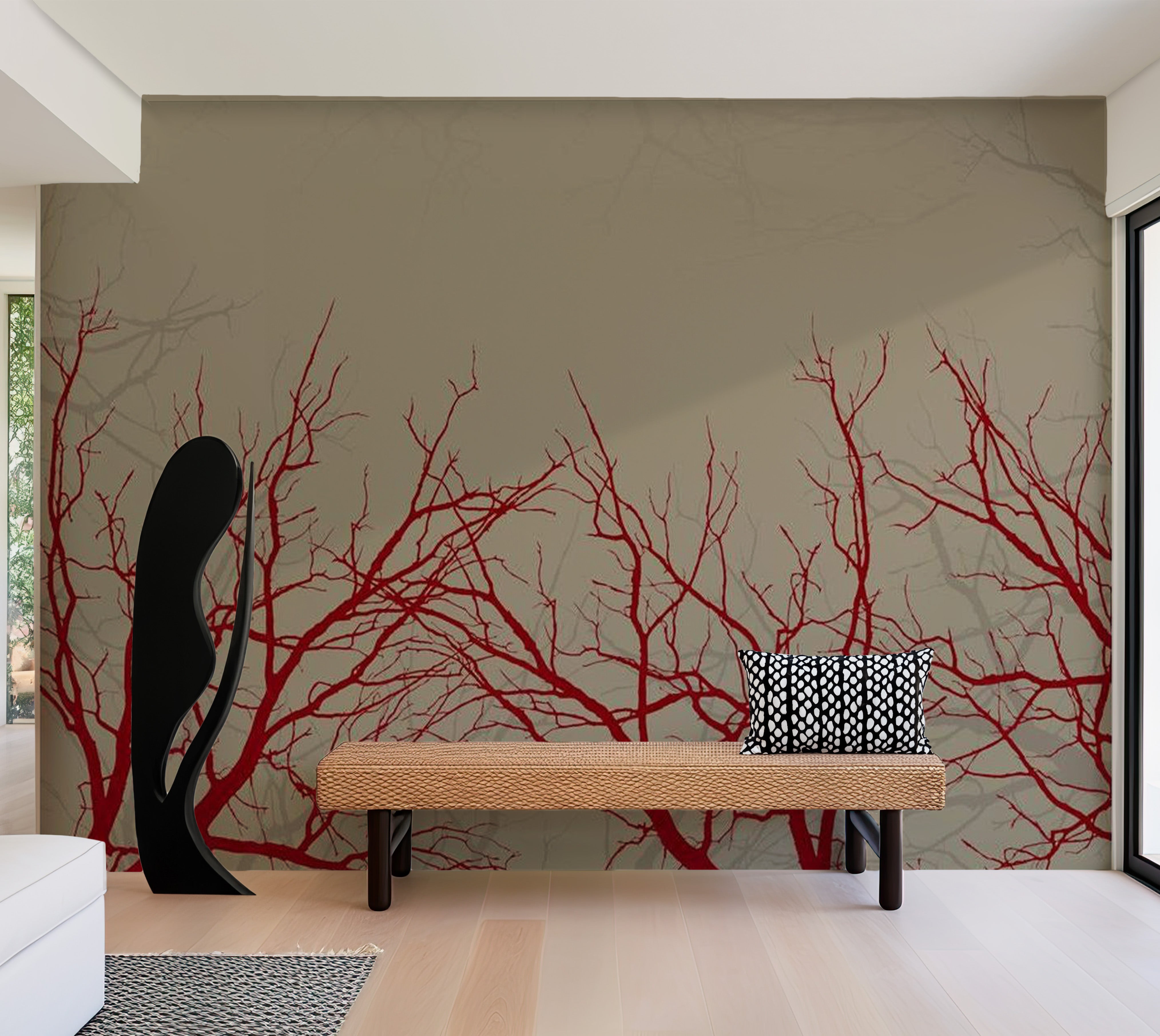 Abstract Wallpaper Wall Mural - Red-Hot Branches 118"Wx90"H