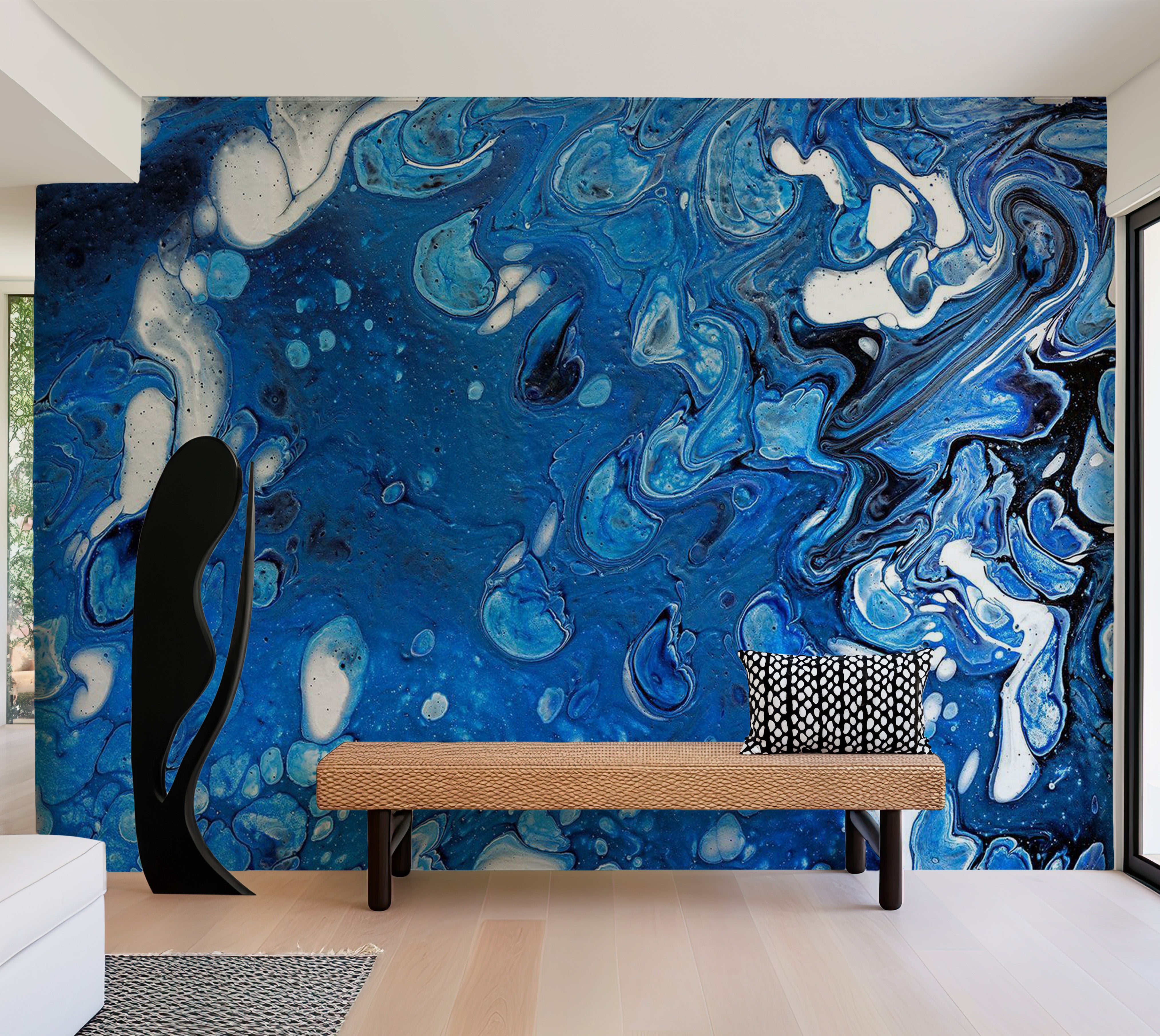 Abstract Wallpaper Wall Mural - Blue Stream 39"Wx27"H