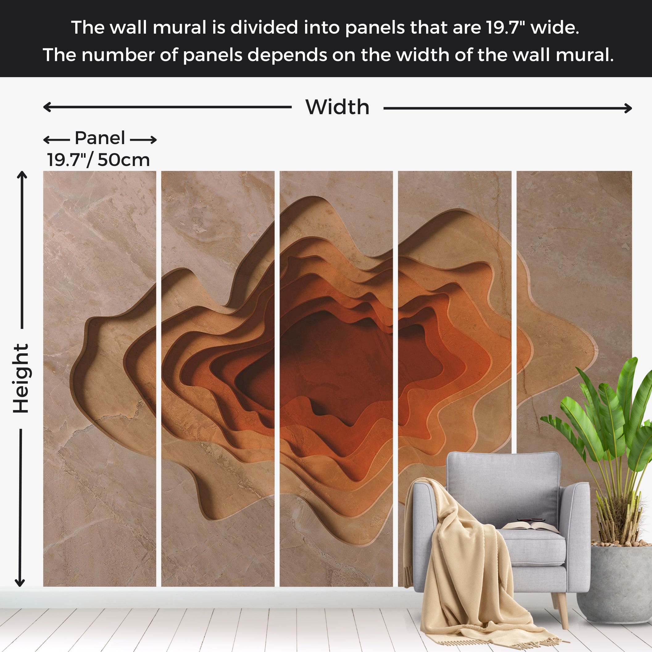 3D Illusion Wallpaper Wall Mural - Multilayer 39"Wx27"H / Standard