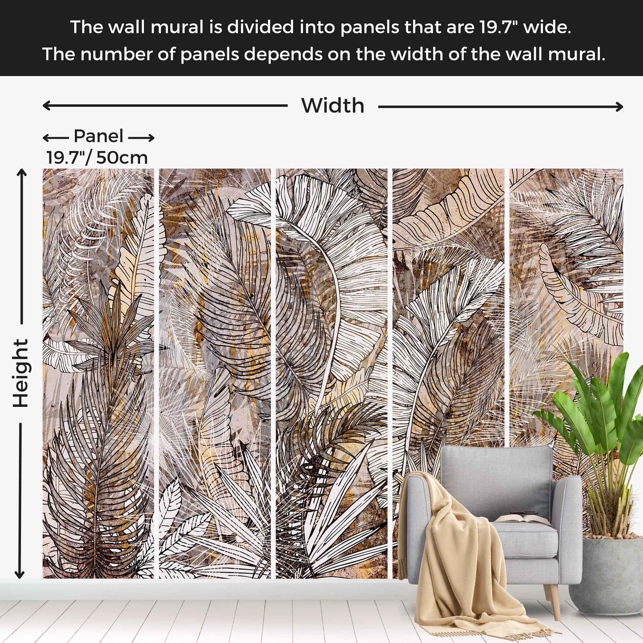 Botanical Wallpaper Wall Mural - Honey Plumes 39"Wx27"H / Standard