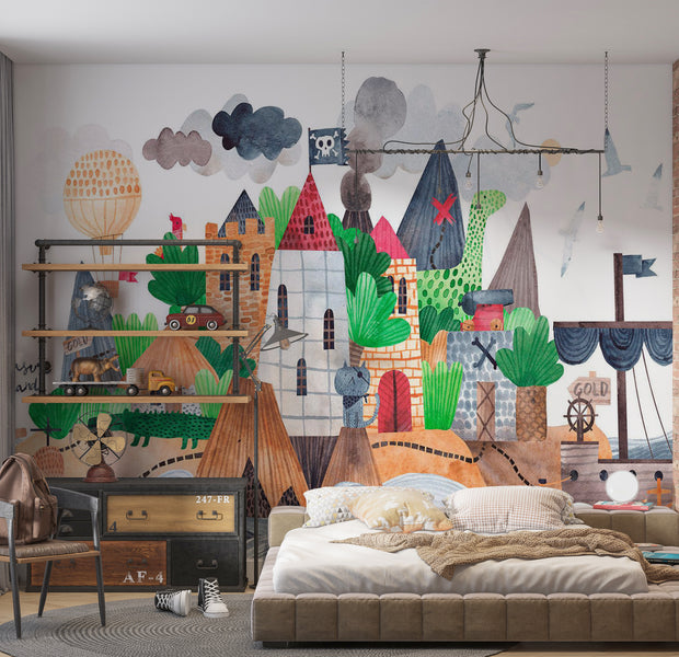 Peel & Stick Kids Wall Mural - Treasure Island 38"Wx27"H