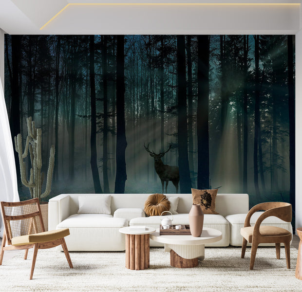 Peel & Stick Landscape Wall Mural - Mystical Forest in The Morning 38"Wx27"H