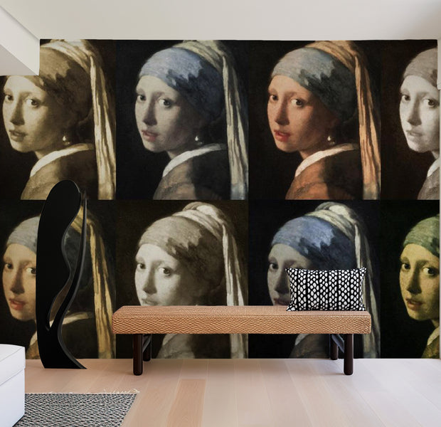Abstract Wallpaper Wall Mural - Girl With A Pearl Earring Pop Art 118"Wx90"H