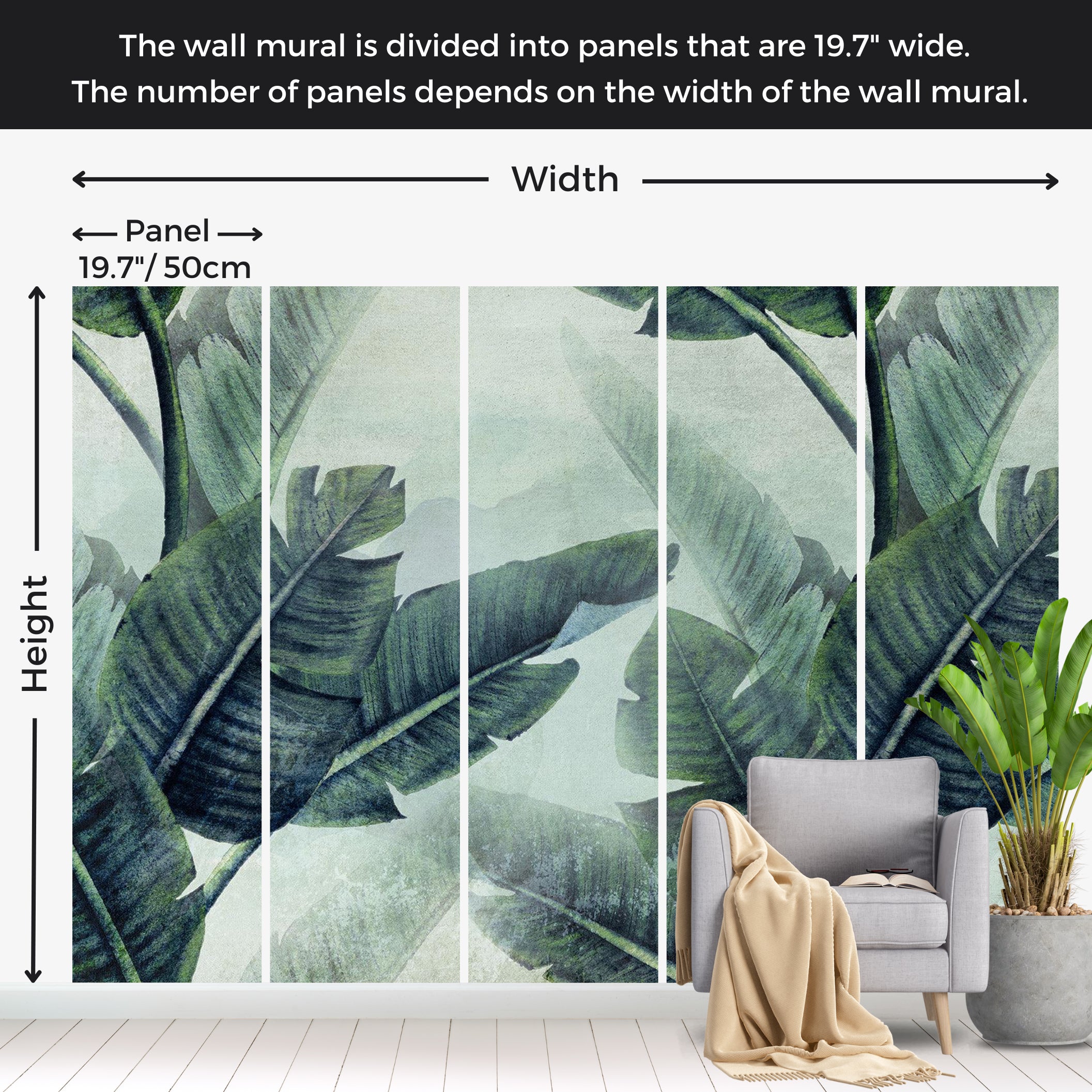 Botanical Wallpaper Wall Mural - Magic Big Plants 39"Wx27"H / Standard