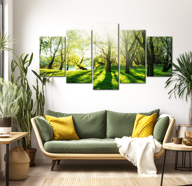 Stretched Canvas Landscape Art - Green Glade 40"Wx20"H