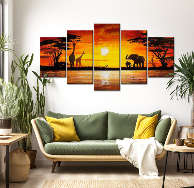 Stretched Canvas Landscape Art - Hot Safari Night 40"Wx20"H