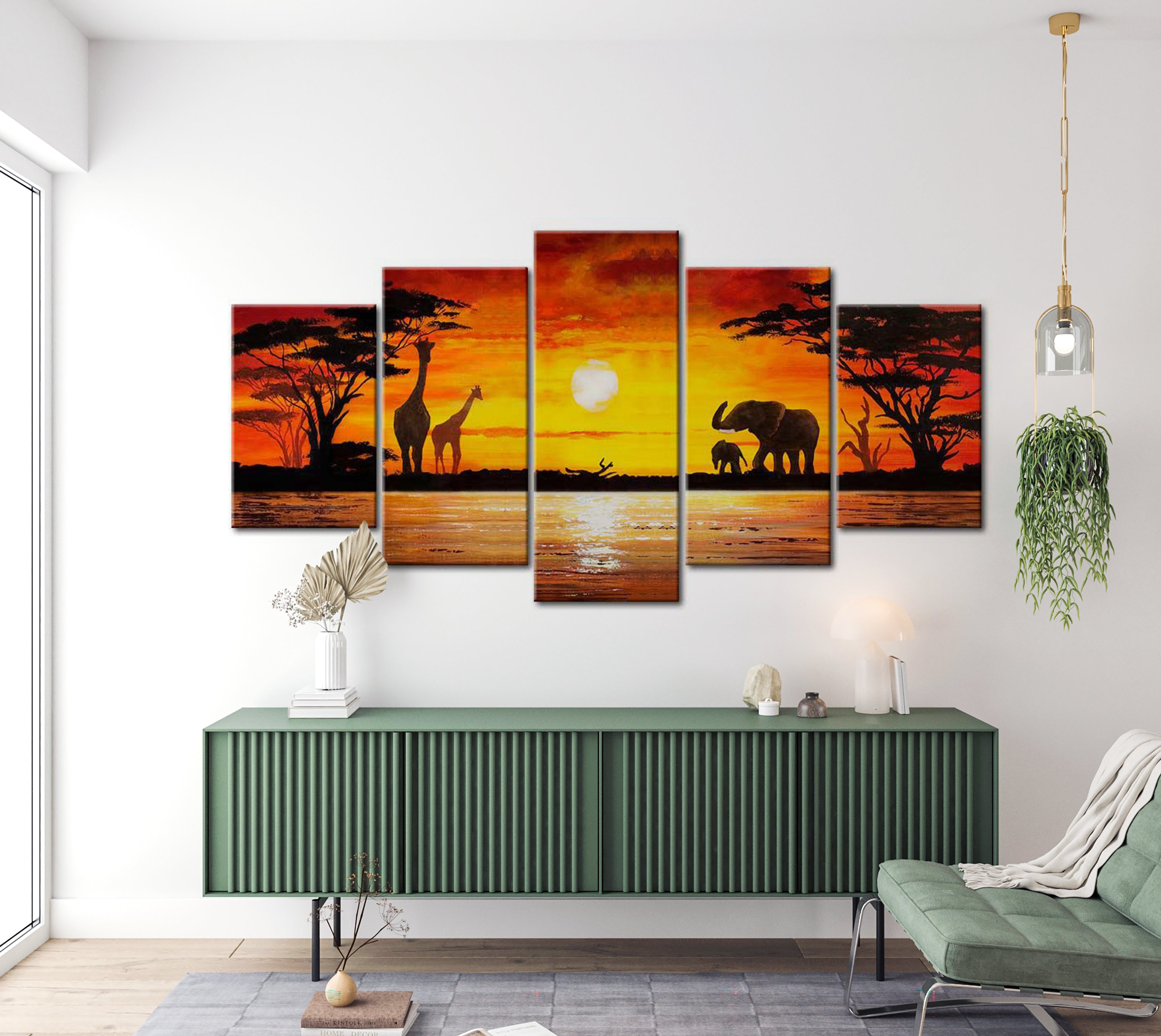 Stretched Canvas Landscape Art - Hot Safari Night 40"Wx20"H