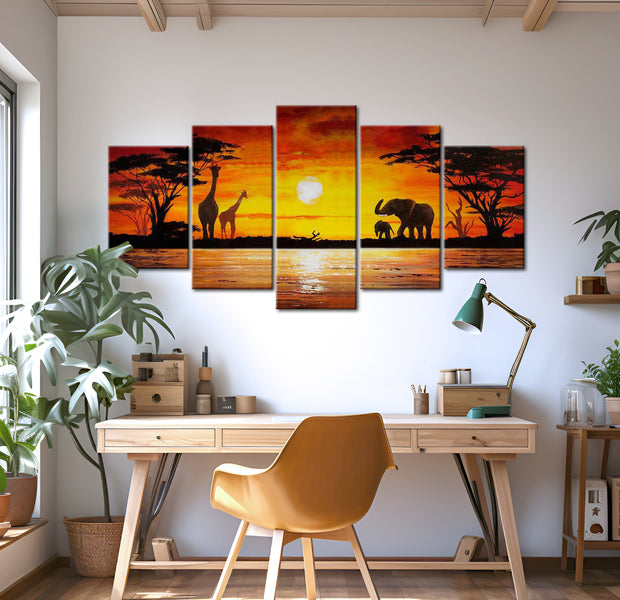 Stretched Canvas Landscape Art - Hot Safari Night 40"Wx20"H