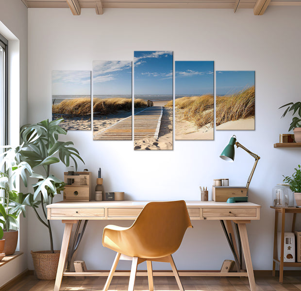 Stretched Canvas Landscape Art - Unguarded Beach 40"Wx20"H