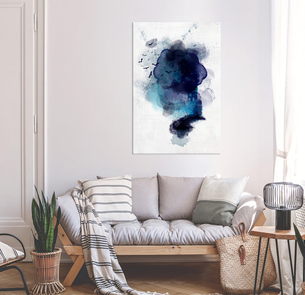 Abstract Canvas Wall Art - Blue Memory
