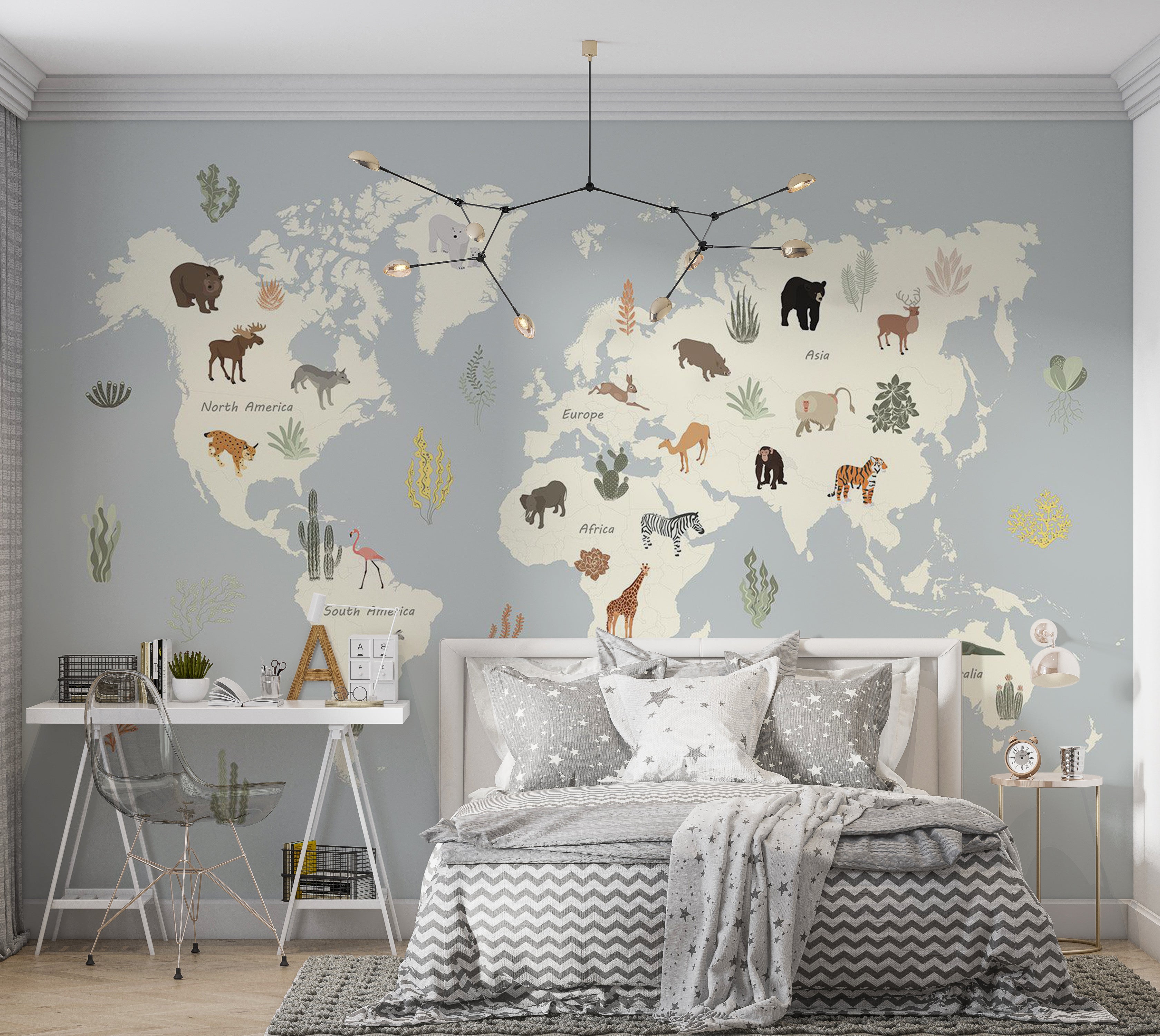 Kids Wallpaper Wall Mural - Pastel Planet 39"Wx27"H / Standard