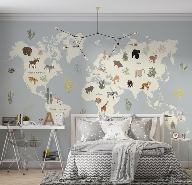 Kids Wallpaper Wall Mural - Pastel Planet 39"Wx27"H / Standard