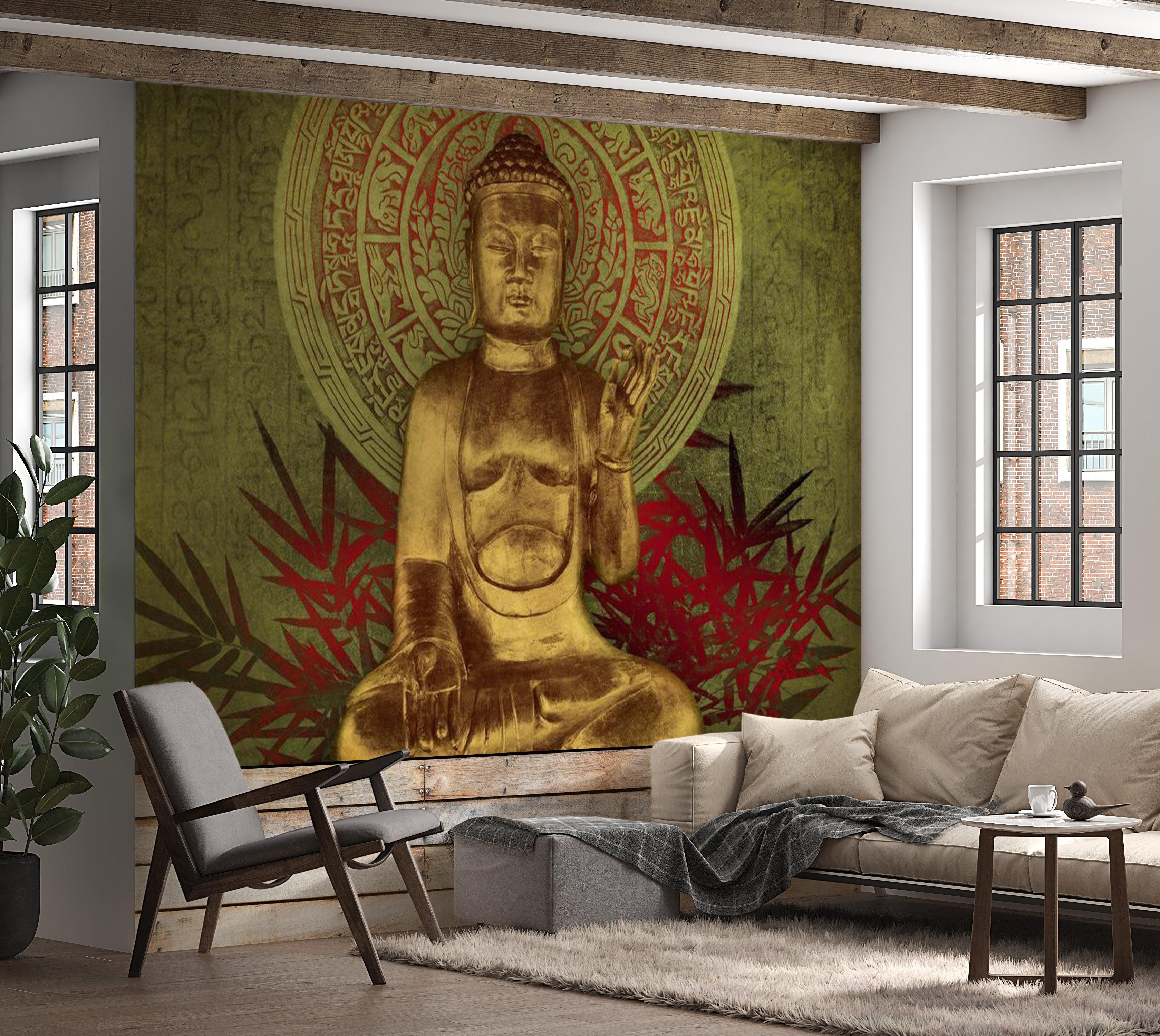 Zen Wallpaper Wall Mural - Golden Buddha