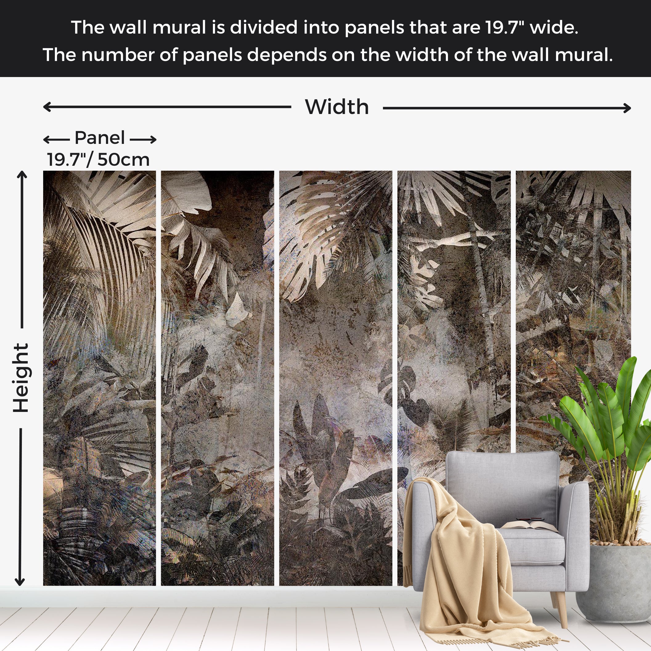 Botanical Wallpaper Wall Mural - Mysterious Jungle 39"Wx27"H / Standard