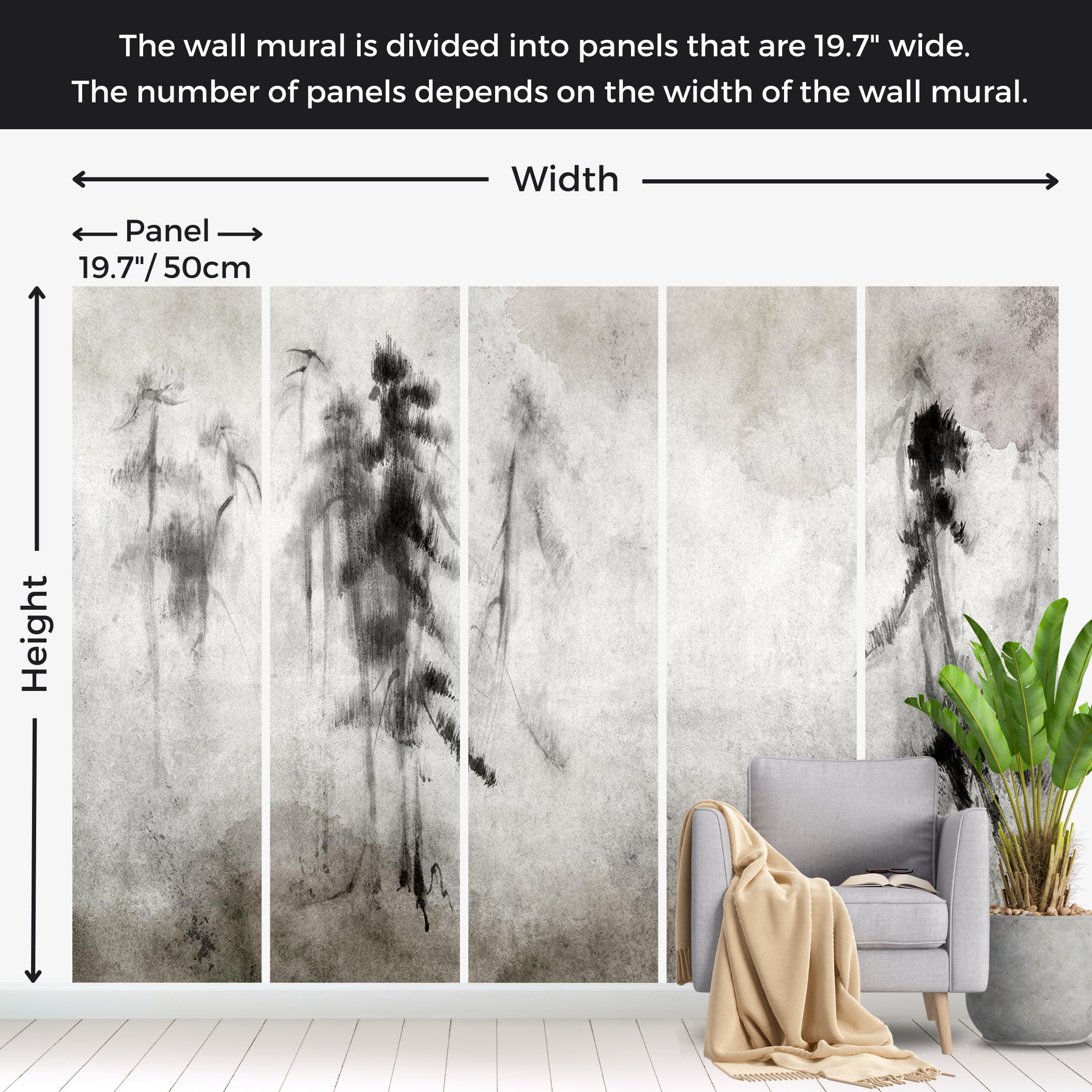 Botanical Wallpaper Wall Mural - Mysterious Tact of Nature 39"Wx27"H / Standard