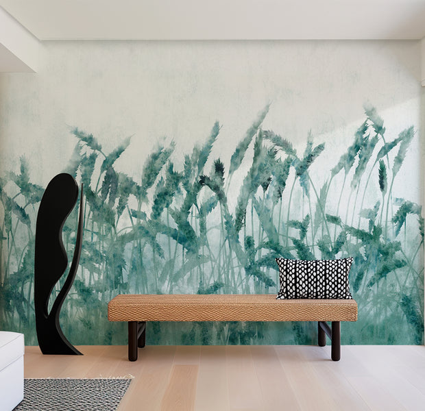 Peel & Stick Floral Wall Mural - Blue Ears of Wheat 38"Wx27"H