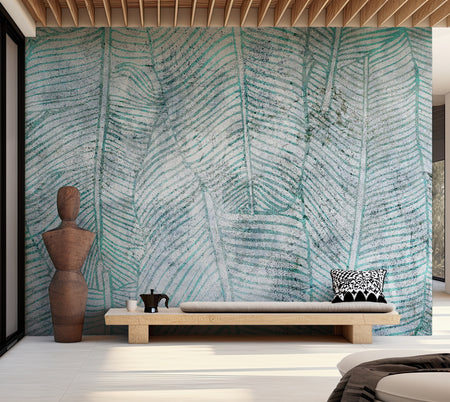 Abstract Wallpaper Wall Mural - Banana Leaf Lines 39"Wx27"H / Standard