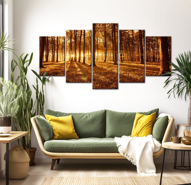 Stretched Canvas Landscape Art - Amber Forest 40"Wx20"H