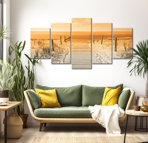 Stretched Canvas Landscape Art - Orange Beach 40"Wx20"H