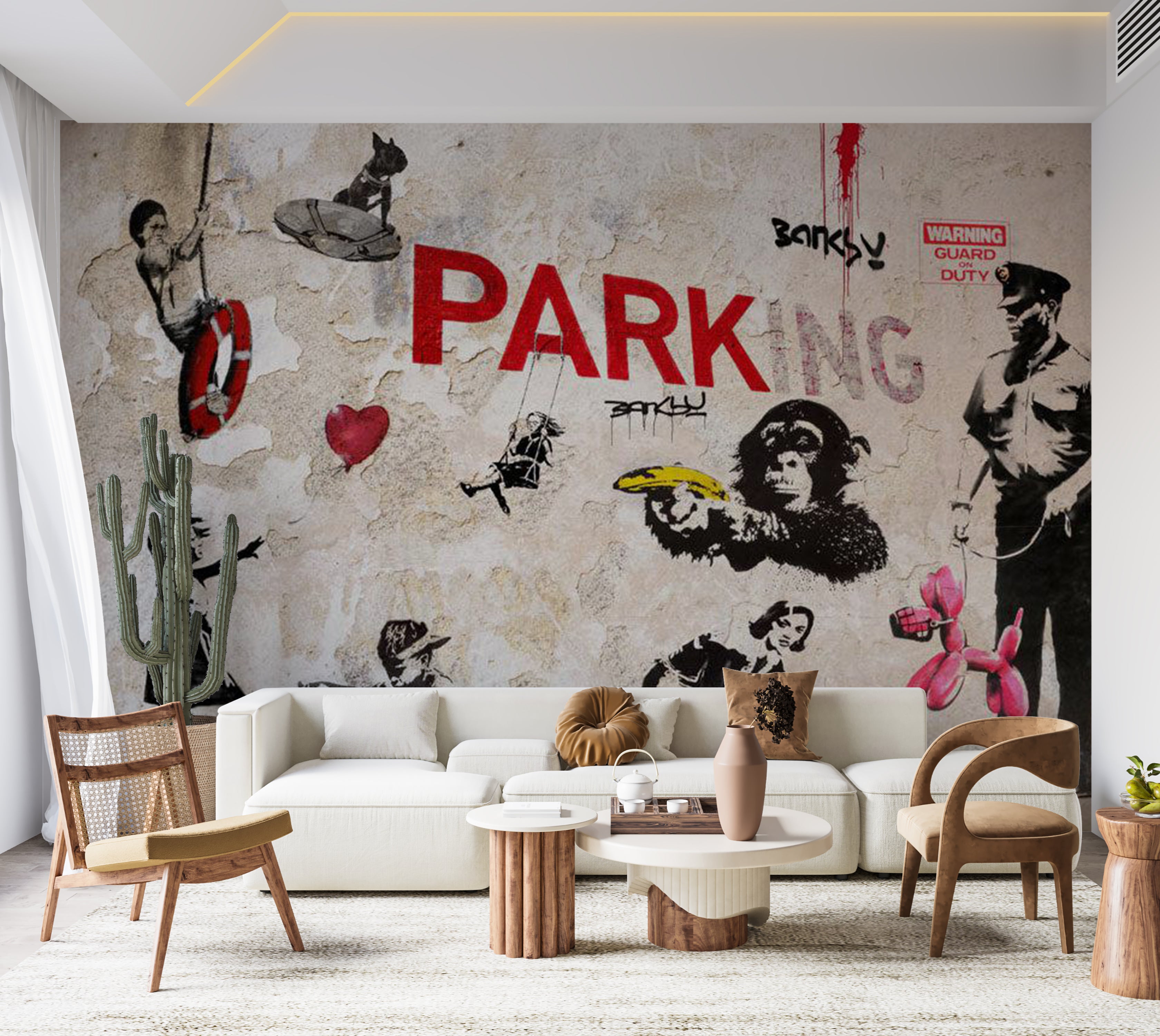 Peel & Stick Street Art Wall Mural - Banksy Graffiti Collage 38"Wx27"H