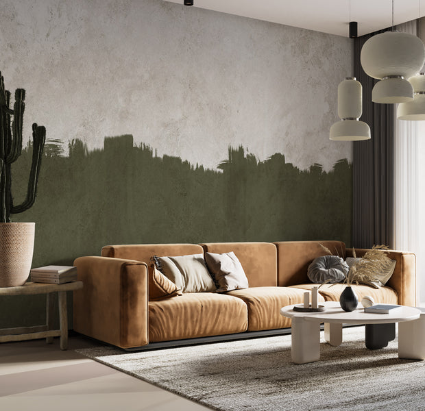 Peel & Stick Wall Mural - Olive Green And Grey 38"Wx27"H