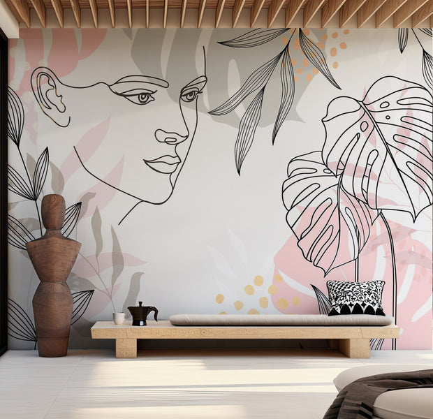 Abstract Wallpaper Wall Mural - Line Art Wildness 39"Wx27"H / Standard