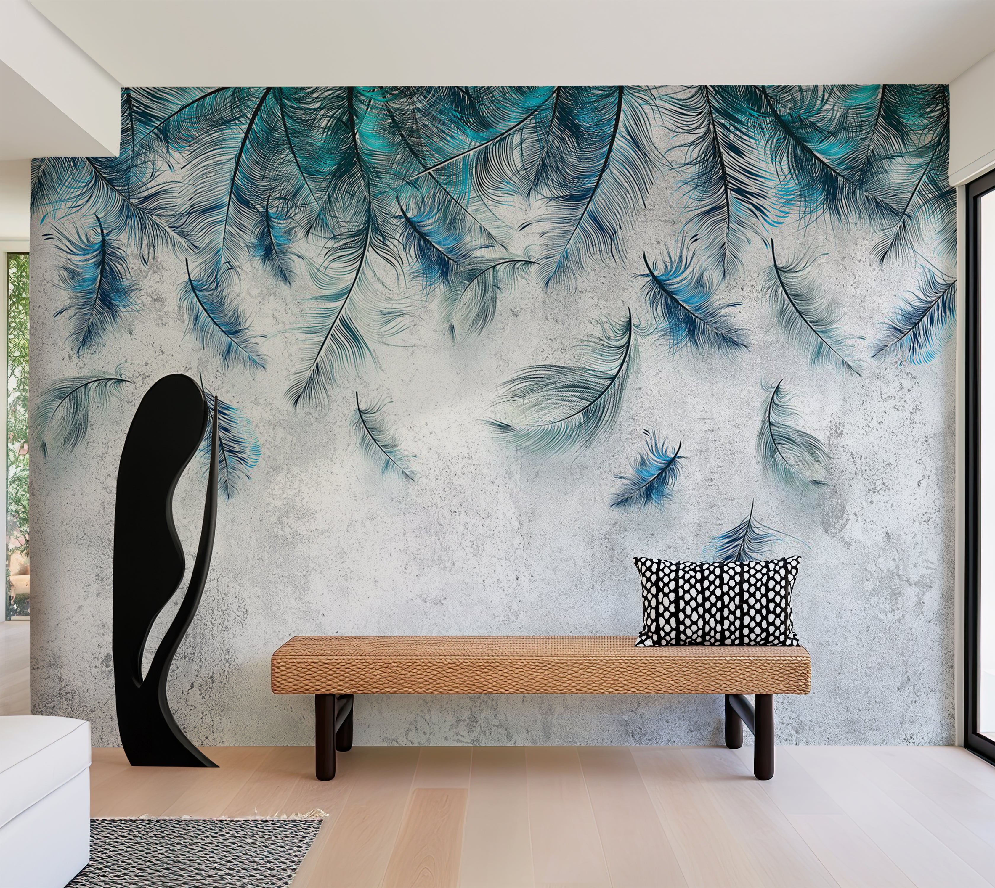 Botanical Wallpaper Wall Mural - Sapphire Breeze 39"Wx27"H / Standard