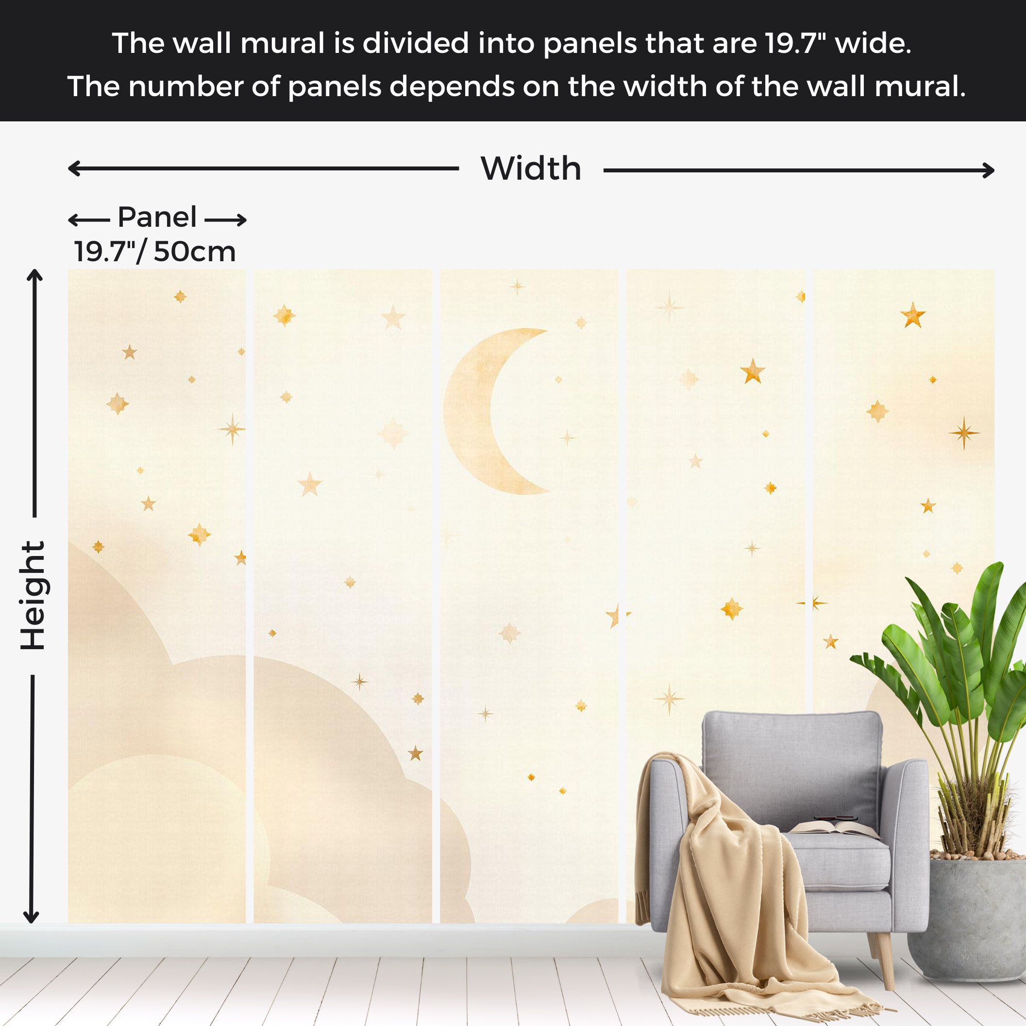 Kids Wallpaper Wall Mural - Starry Night 39"Wx27"H / Standard