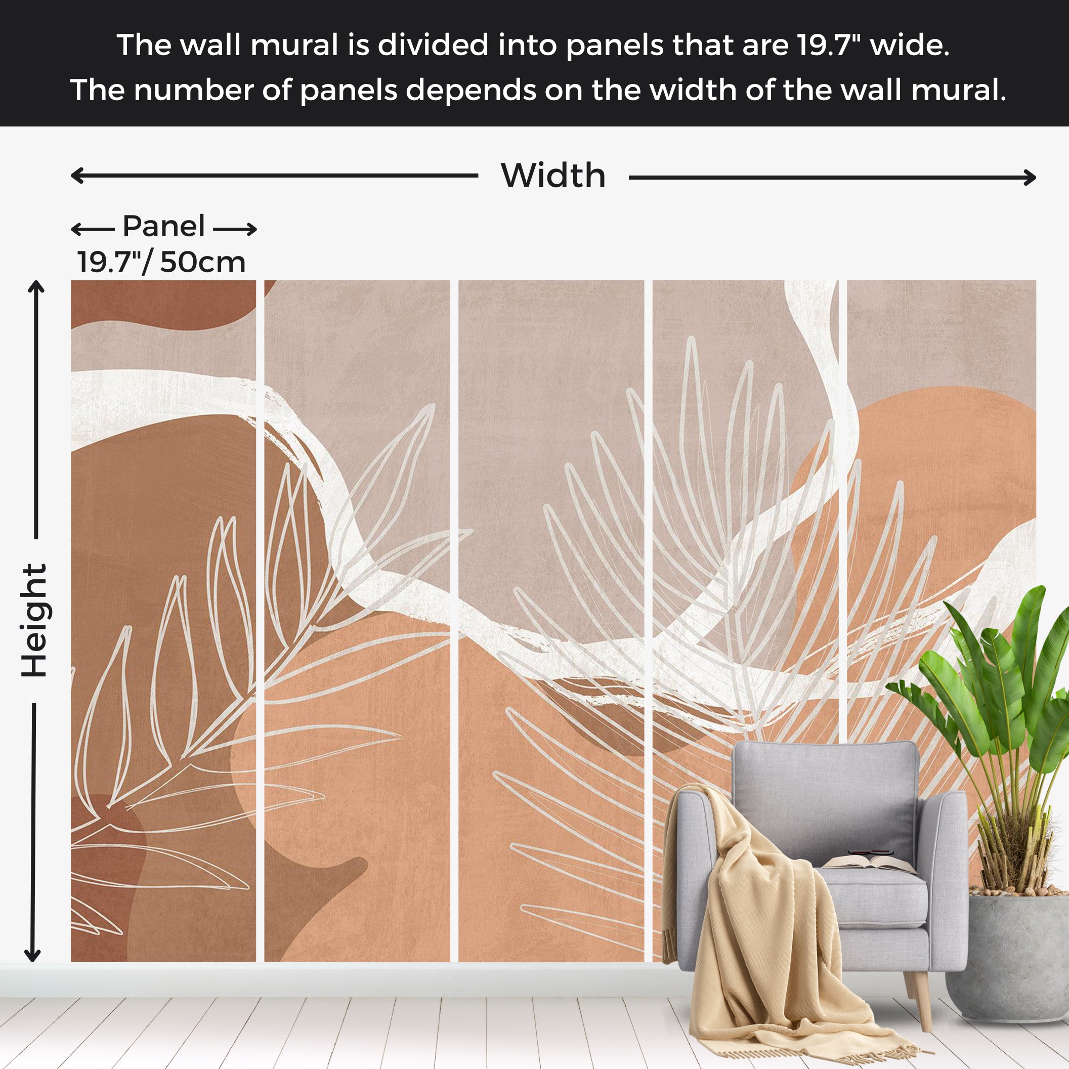 Botanical Wallpaper Wall Mural - Organic Shapes 39"Wx27"H / Standard