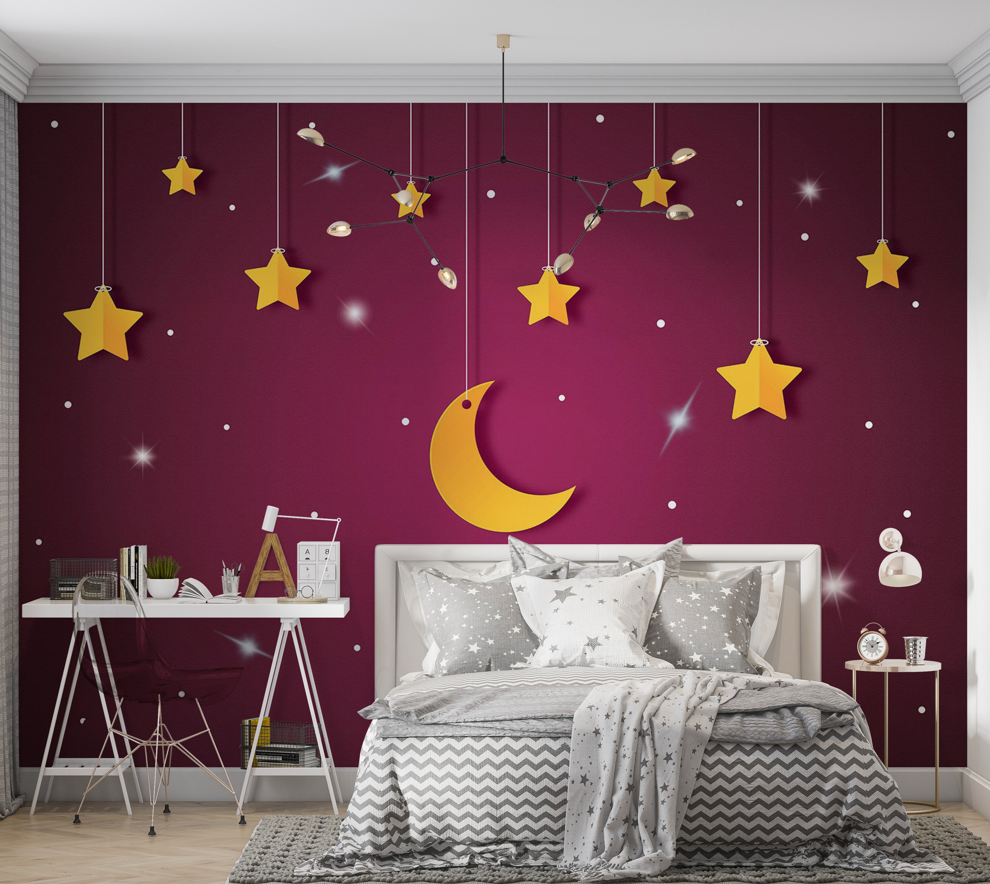 Kids Wallpaper Wall Mural - Violet Night Sky 39"Wx27"H / Standard