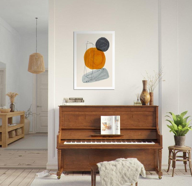 Grey Terracotta Watercolor Shapes Abstract Poster