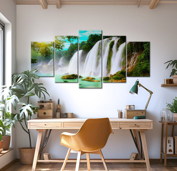 Stretched Canvas Landscape Art - Miracle In Nature 5 Piece 40"Wx20"H