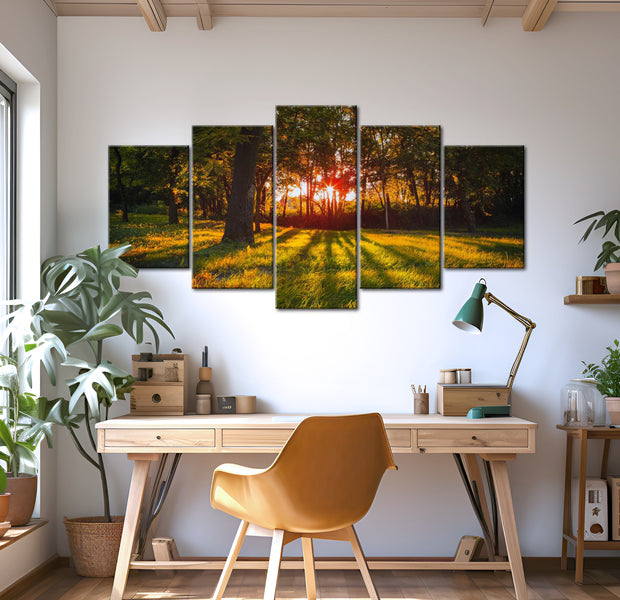 Stretched Canvas Landscape Art - In The Shade Of Forest 40"Wx20"H