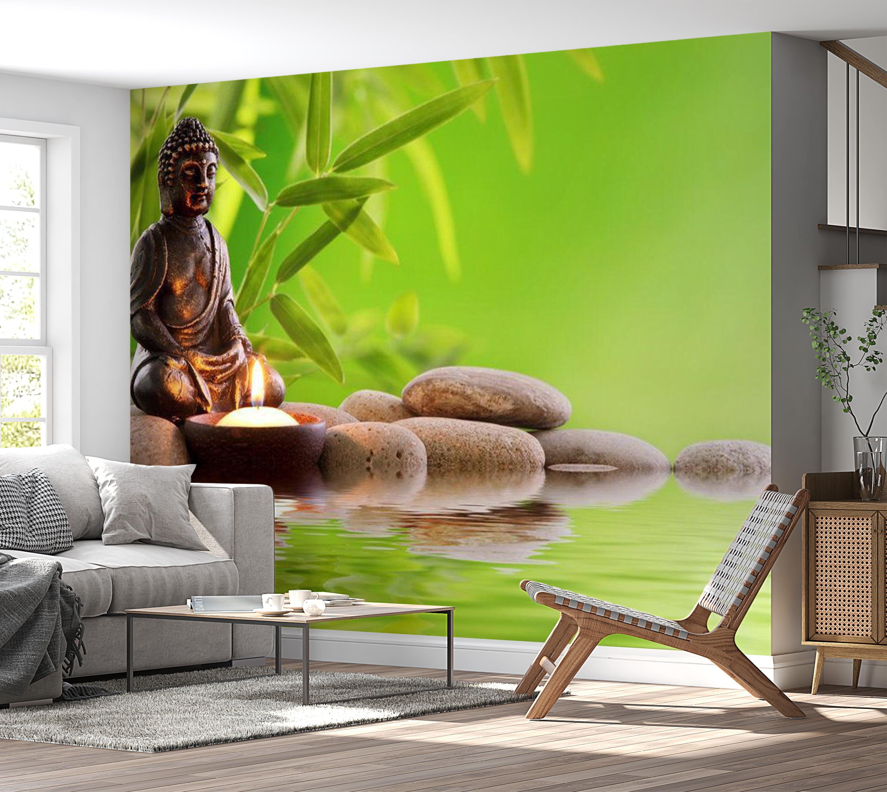 Zen Wallpaper Wall Mural - Buddha With Candlelight