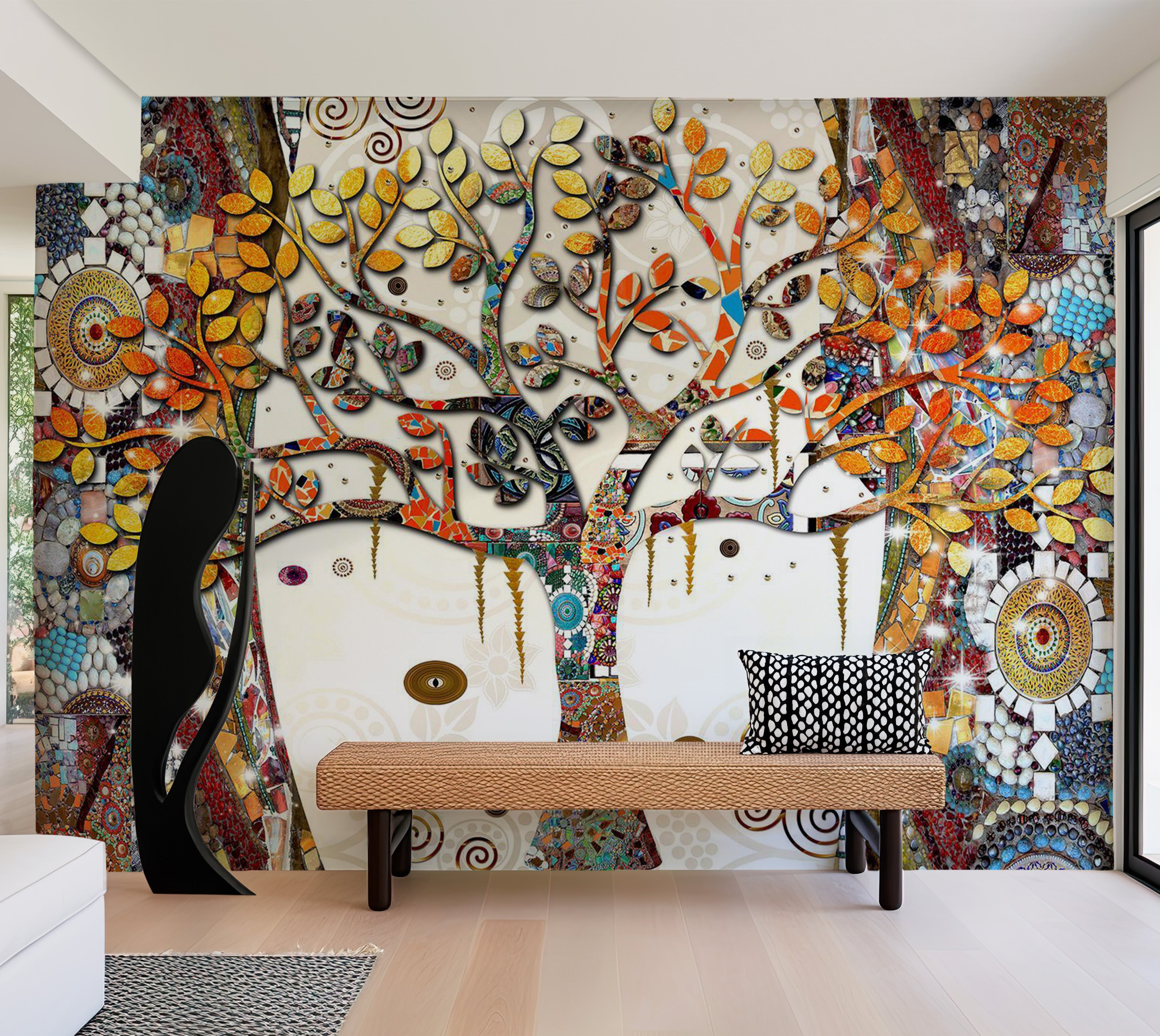 Abstract Wallpaper Wall Mural - Decorated Tree 39"Wx27"H