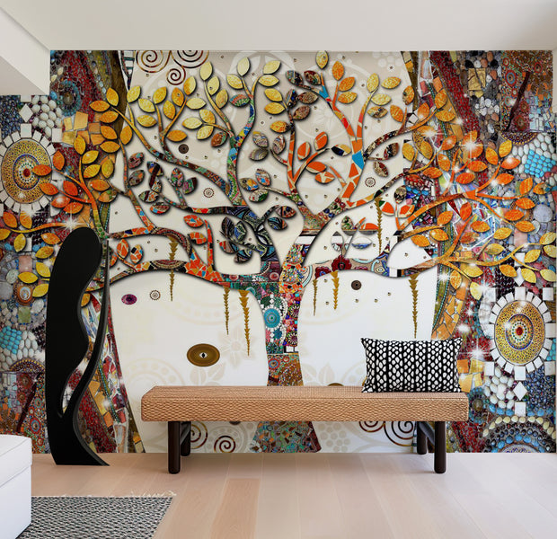 Abstract Wallpaper Wall Mural - Decorated Tree 39"Wx27"H