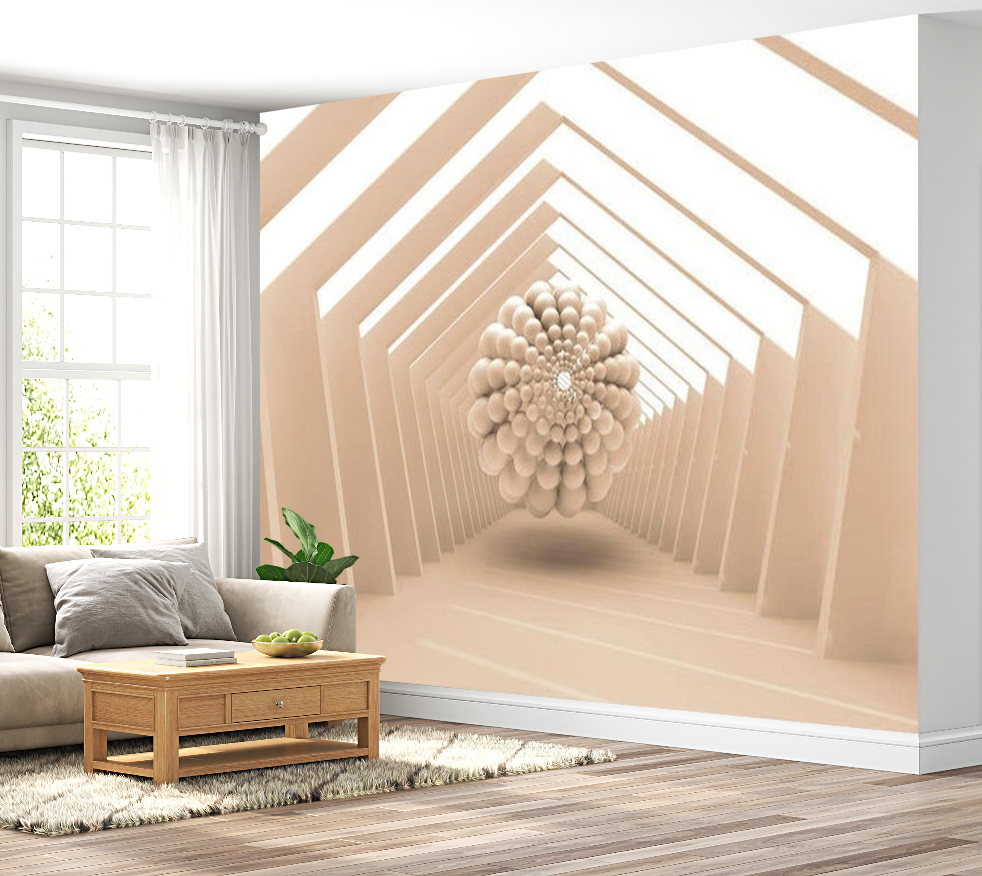 3D Illusion Wallpaper Wall Mural - Abstract Corridor 39"Wx27"H