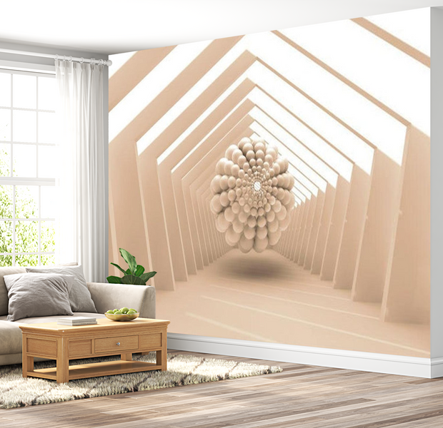 3D Illusion Wallpaper Wall Mural - Abstract Corridor 39"Wx27"H