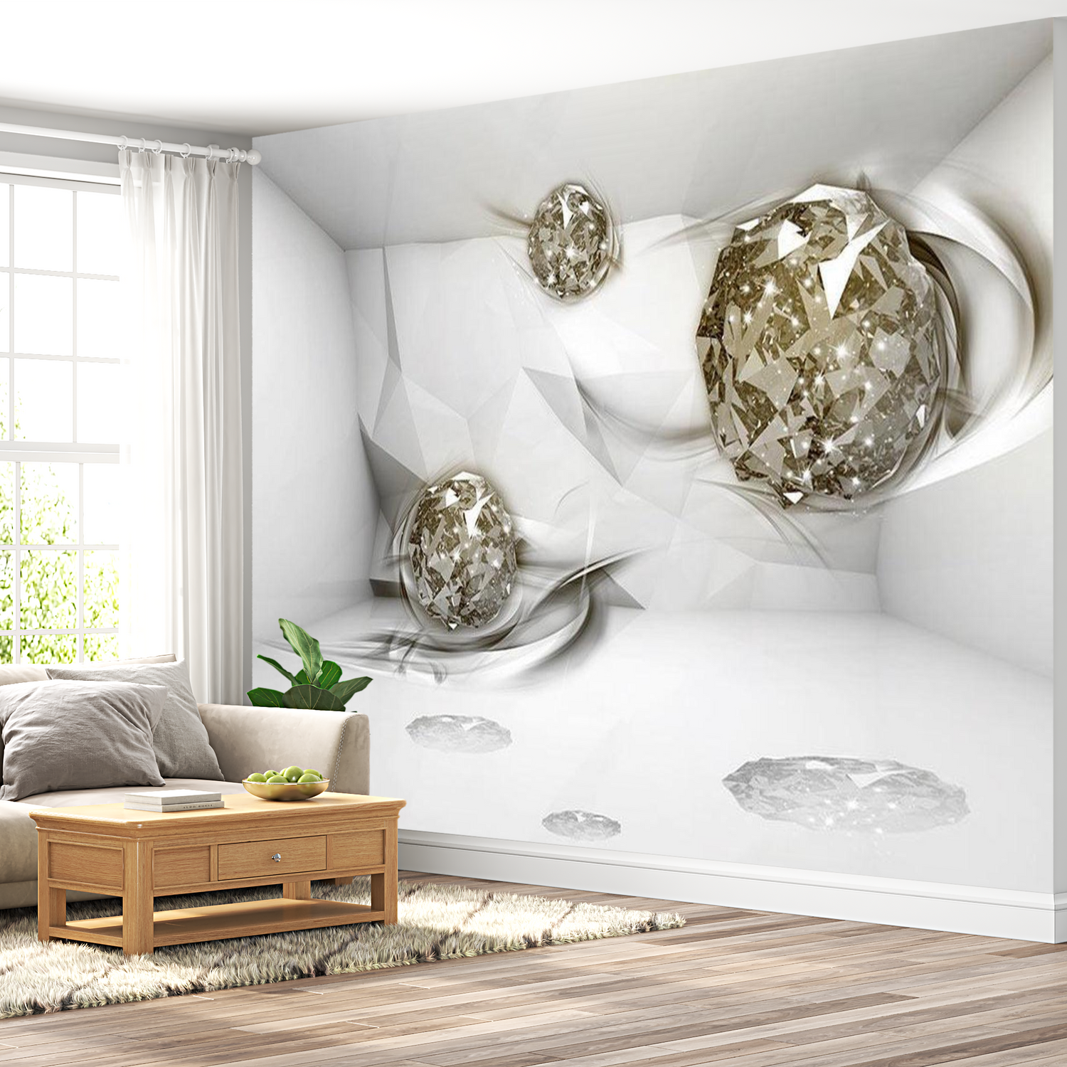 3D Illusion Wallpaper Wall Mural - Abstract Diamonds 39"Wx27"H